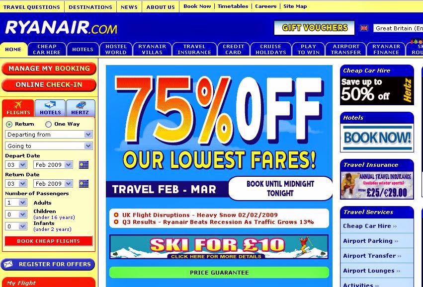 Οδηγός αναζήτησης προσφορών Ryanair